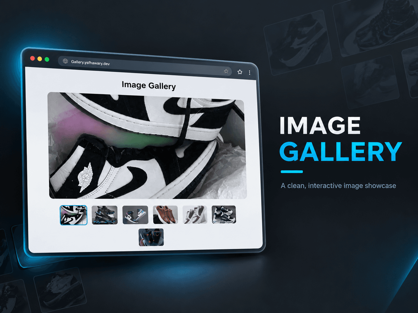 Gallery project showing the main image and thumbnails