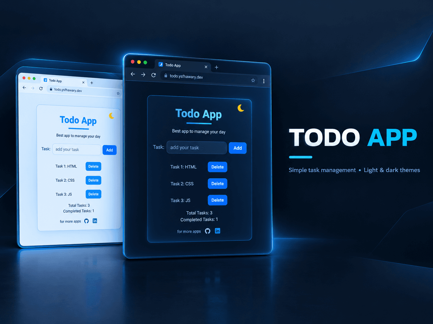 Todo App showing light and dark themes